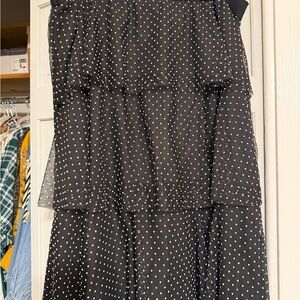 Cato Black Tiered A-Line Skirt with White Dots